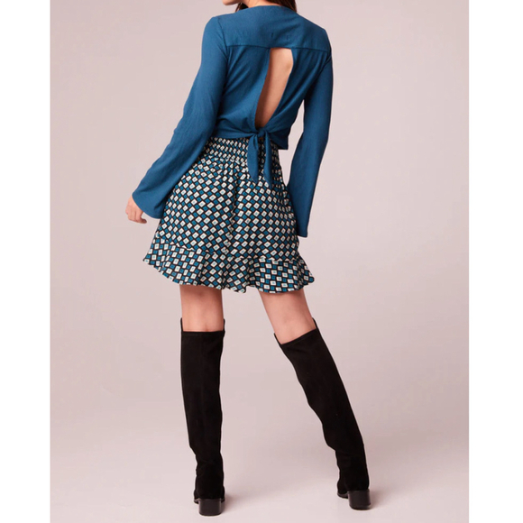 Band of the Free COLETTE TEAL DIAMOND MINI SKIRT Summer women’s size M NWT - Picture 2 of 4